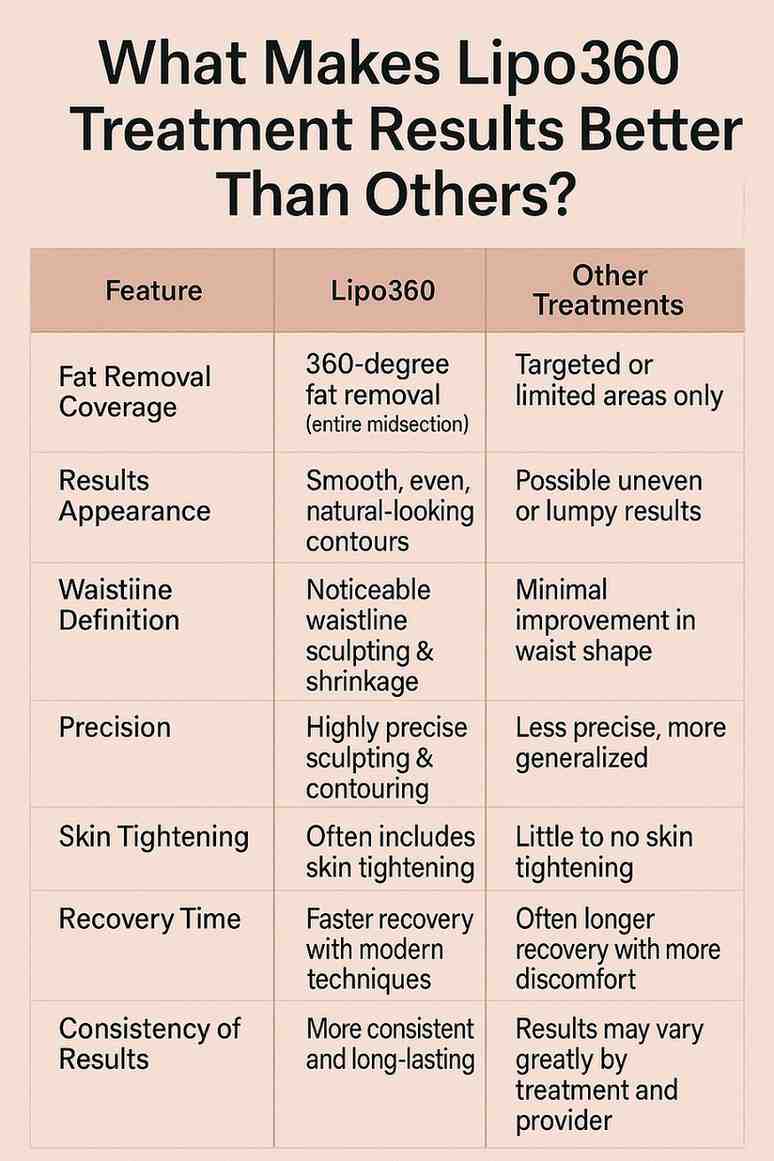 comparison table for Lipo360 Results Wokingham 	 vs Others
